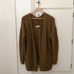 Loft Olive / Mustard Long Cardigan with Pockets